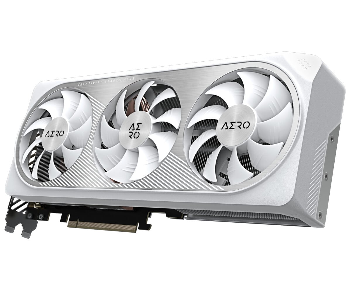 Gigabyte AERO GeForce RTX 4070 SUPER AERO OC Graphics Card Angled View