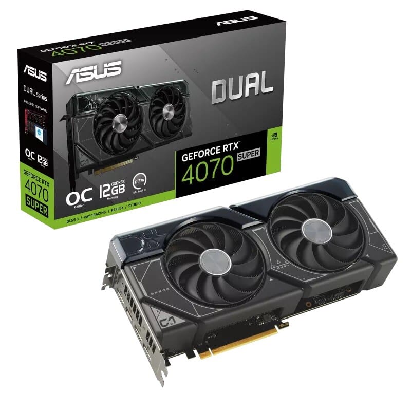 ASUS DUAL NVIDIA RTX 4070 SUPER OC Graphics Card & Box