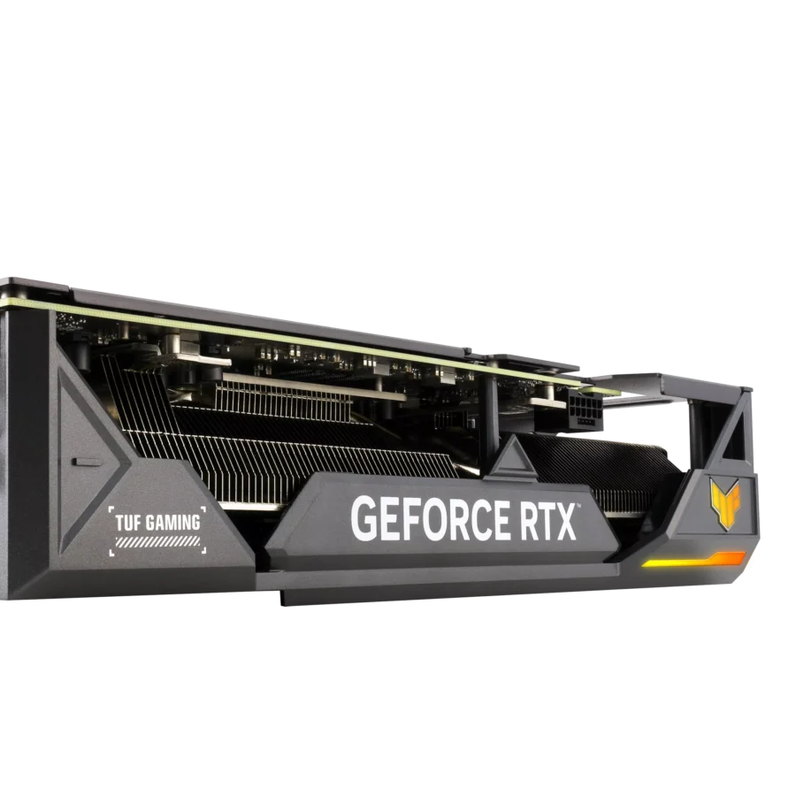 ASUS TUF GAMING NVIDIA RTX 4070 Ti SUPER OC Graphics Card Slot Close Up Angled View