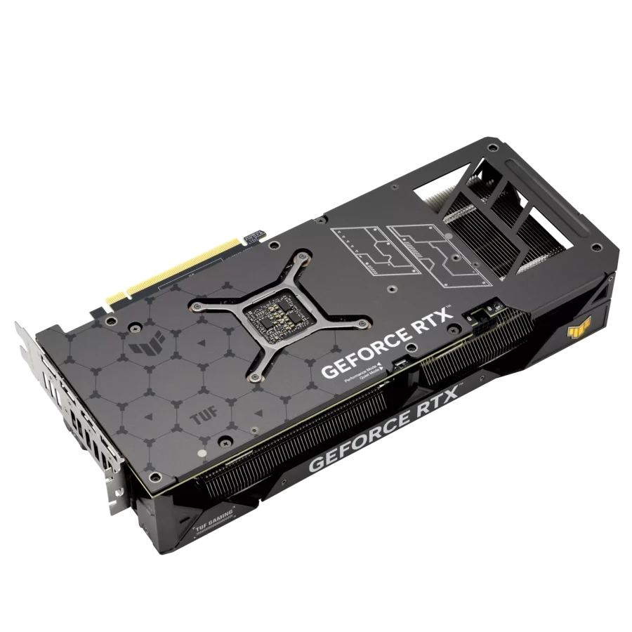 ASUS TUF GAMING NVIDIA RTX 4070 SUPER OC Graphics Card Backplate Angled View