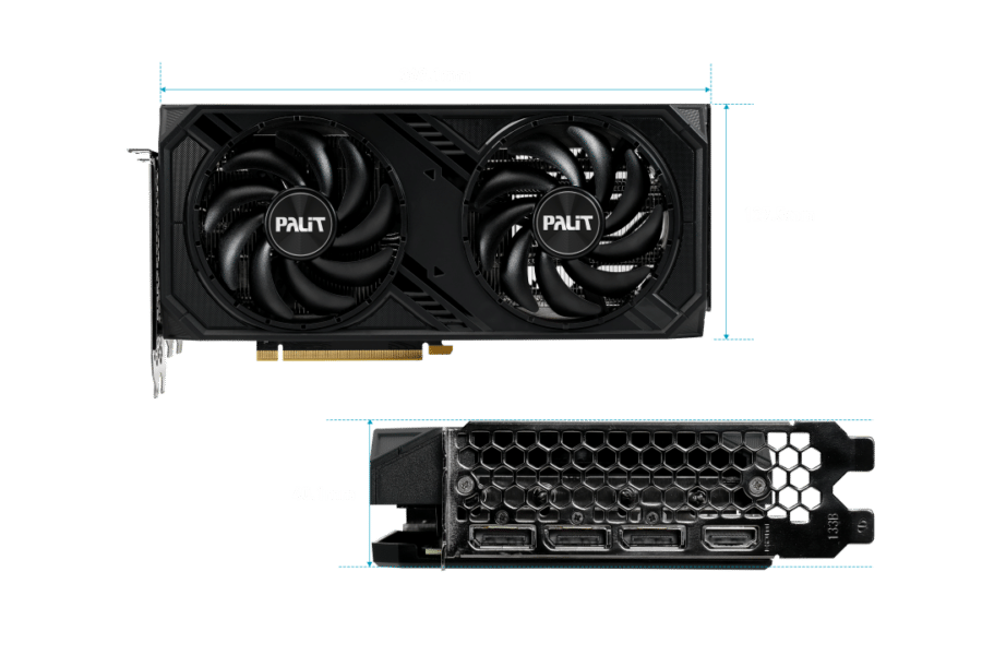Palit NVIDIA RTX 4070 SUPER DUAL OC Graphics Card Front & Ports