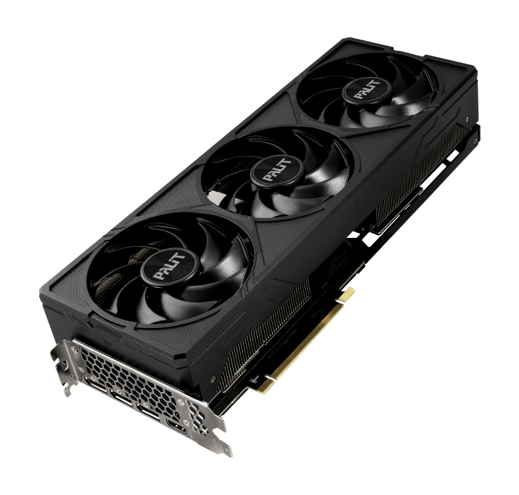 Palit NVIDIA RTX 4070 SUPER JetStream OC Graphics Card Side Angled View & Ports
