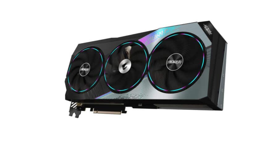 Gigabyte NVIDIA GeForce RTX 4080 SUPER AORUS MASTER 16GB GDDR6X Graphics Card Angled View & Rear