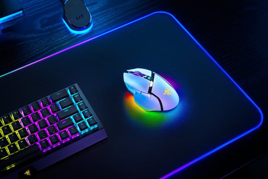 Razer Basilisk V3 Pro Mouse - White Angled View