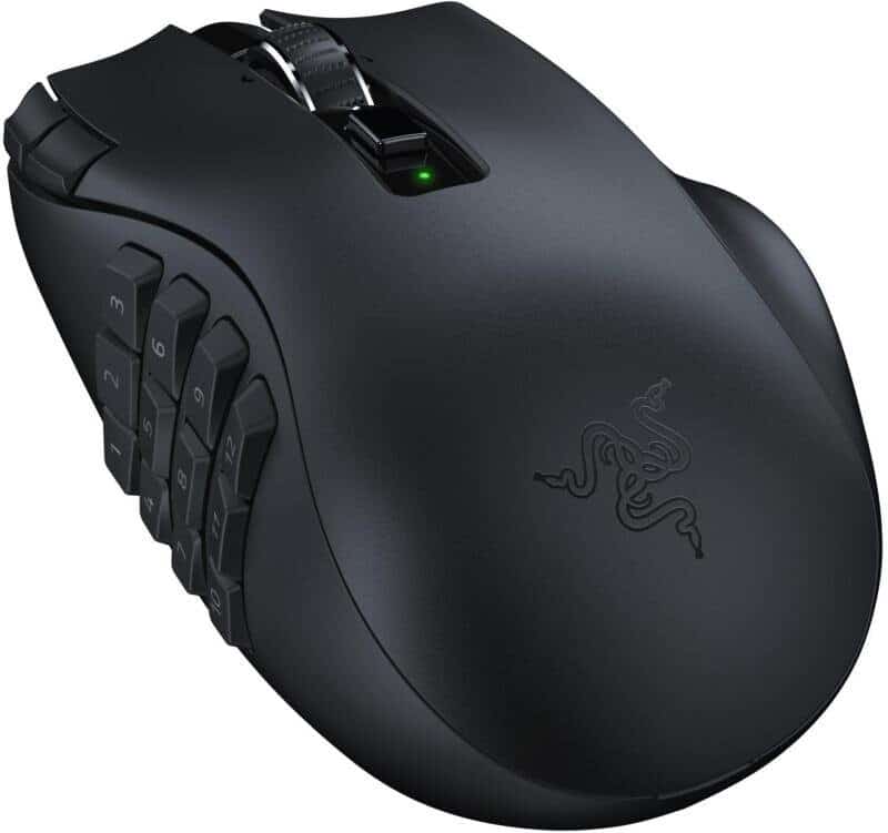 RAZER - Naga V2 HyperSpeed Mouse - Black Top Angled View