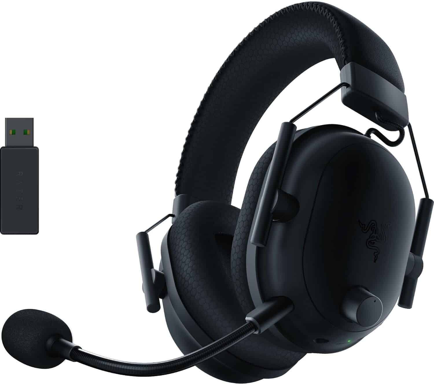 Razer - BlackShark V2 Pro Headset - Black Side Angle With USB
