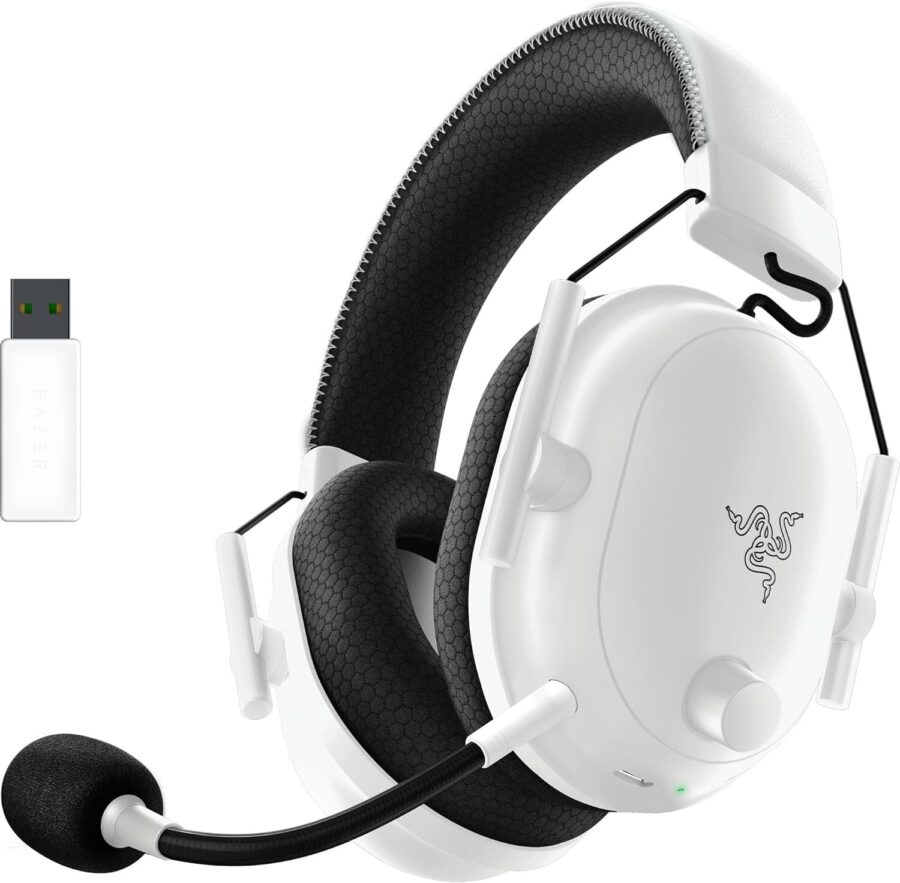 About the Razer - BlackShark V2 Pro Headset - White Angled View & USB
