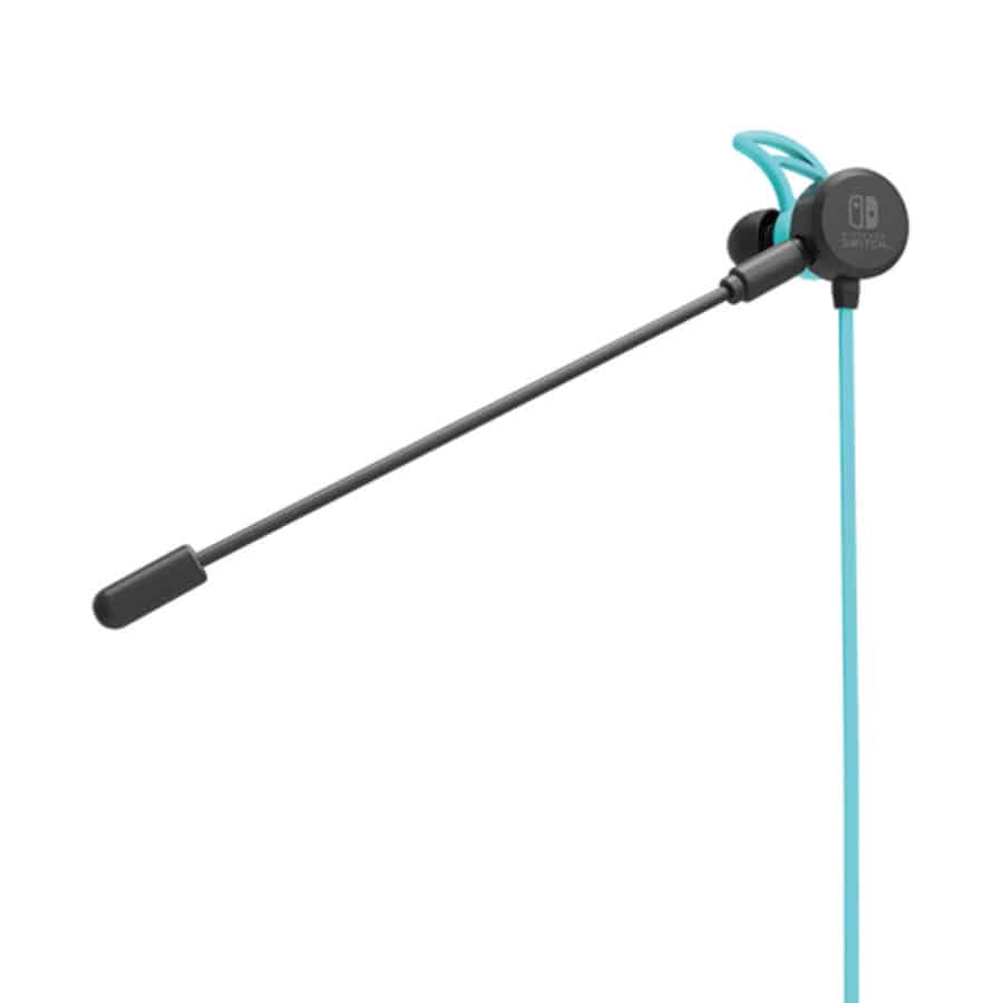 Hori - Gaming Earbuds Pro for Nintendo Switch -Neon Blue/Red - Front View & Mic Blue