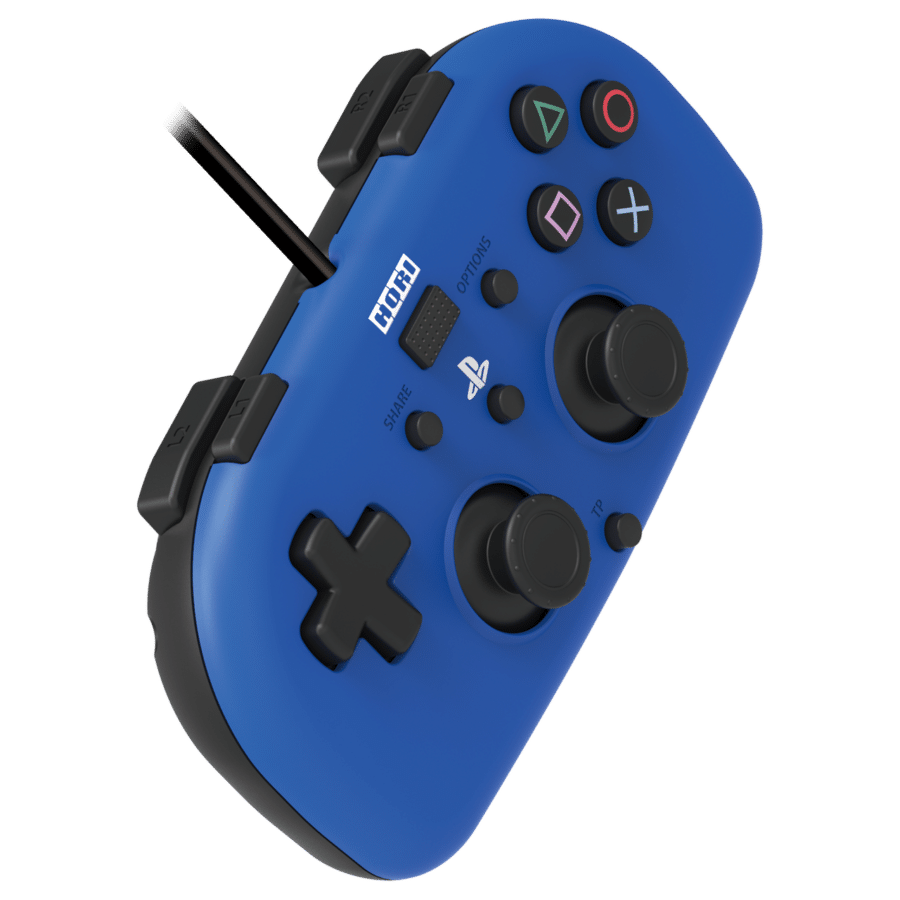 Hori - Wired Mini Gamepad For PlayStation 4 - Blue Side Angled View