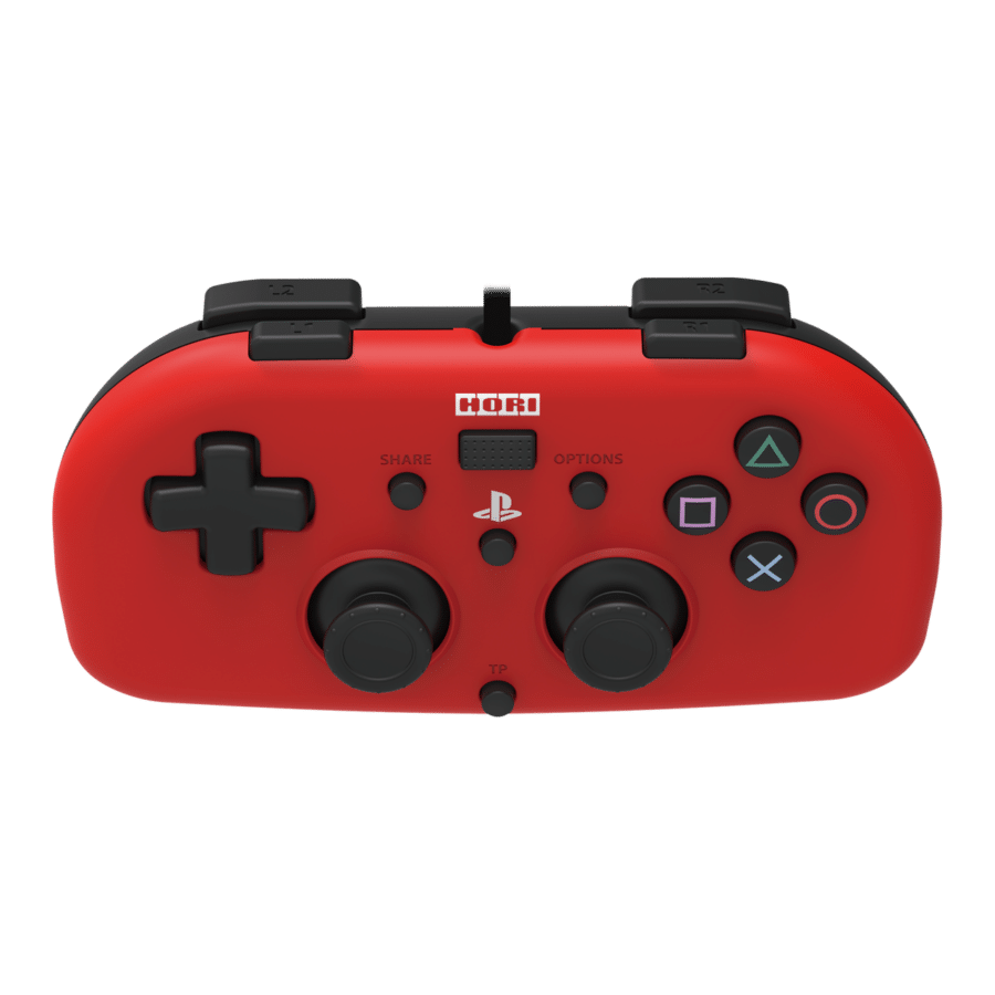 Hori - Wired Mini Gamepad For PlayStation 4 - Red Front Tilted View