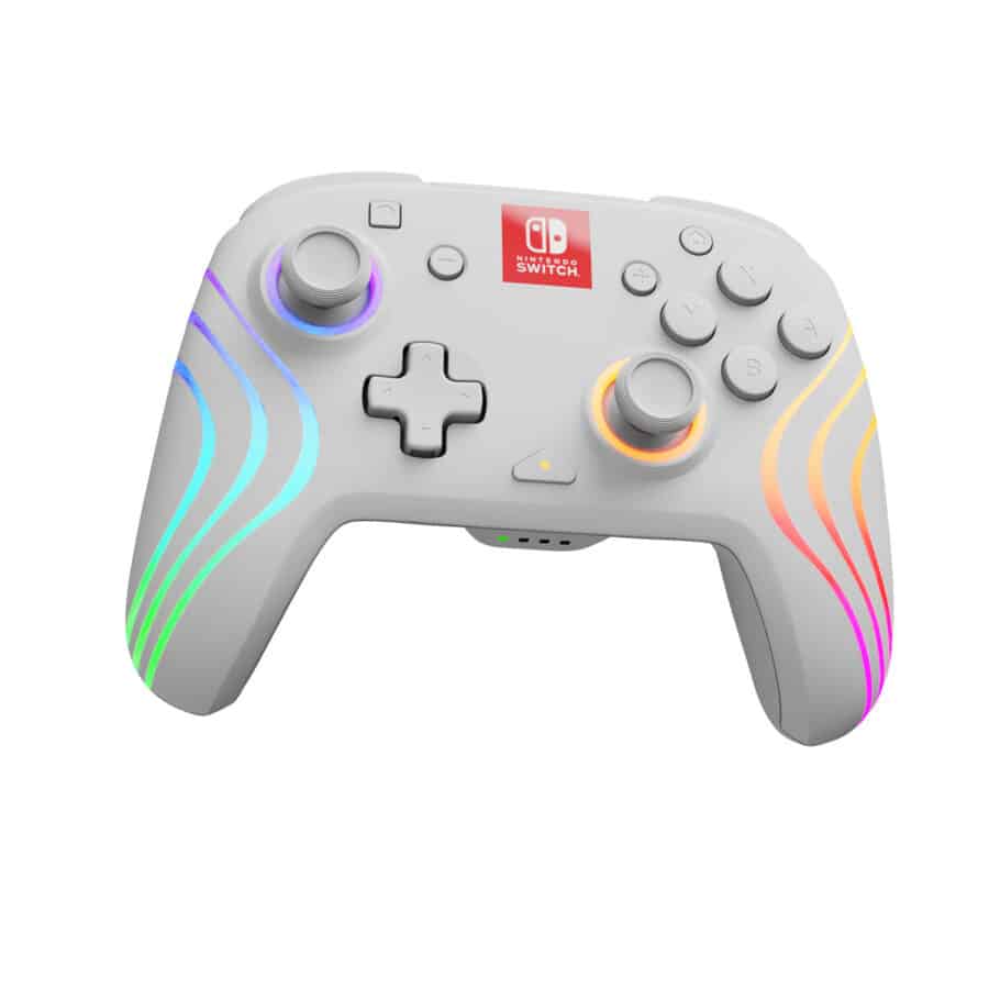 PDP - Afterglow Wave Wireless Controller For Nintendo Switch - White - Angled Tilted View