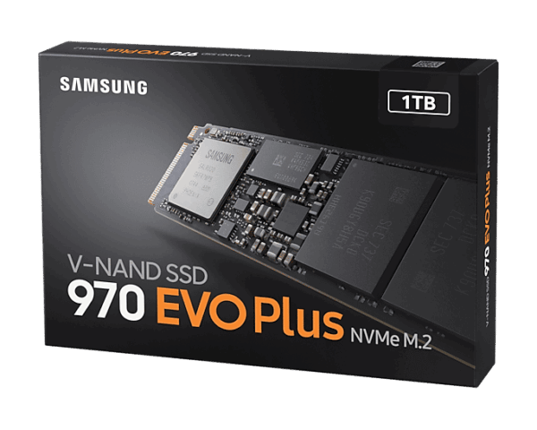Samsung 970 EVO Plus 1TB Angled Box View