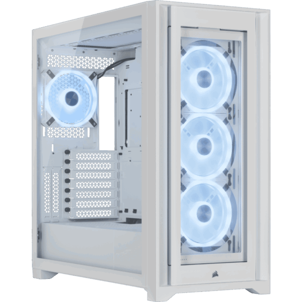Corsair iCUE 5000X RGB QL Edition True White Angled Front View