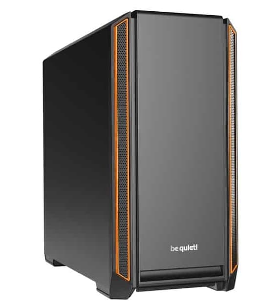 Be Quiet! Silent Base 601 Orange Trim Angled Front View