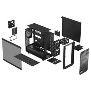 Fractal Design Meshify 2 Lite Light TG Black Angled Front View