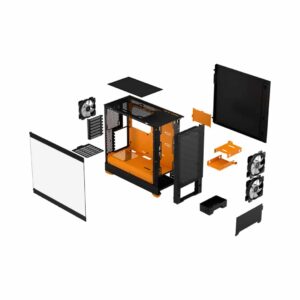 Fractal Design Pop Air RGB Orange Core TG Angled Front View
