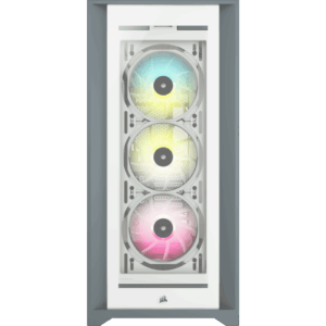 Corsair iCUE 5000X RGB White Angled Front Flat View