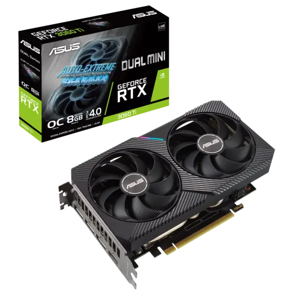 ASUS DUAL NVIDIA GeForce RTX 3060 Ti V2 MINI OC Box View