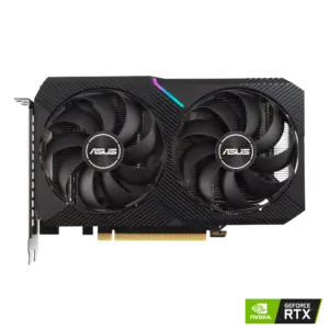 ASUS DUAL NVIDIA GeForce RTX 3060 Ti V2 MINI OC Flat Front View