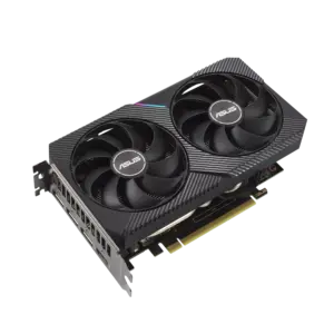 ASUS DUAL NVIDIA GeForce RTX 3060 Ti V2 MINI OC Angled Front View