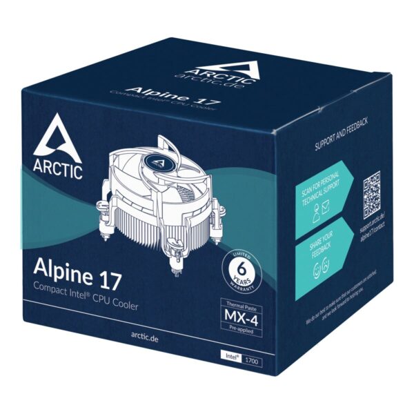 Arctic Alpine 17 Compact Heatsink & Fan, Intel 1700 Socket CPU Cooler