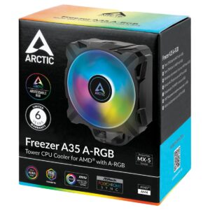 Arctic Freezer A35 A-RGB Compact Heatsink & Fan, AMD AM4 Socket CPU Cooler