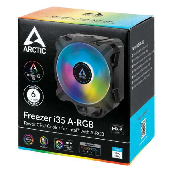 Arctic Freezer i35 A-RGB Heatsink & Fan, Intel 115x, 1200, 1700 Sockets CPU Cooler