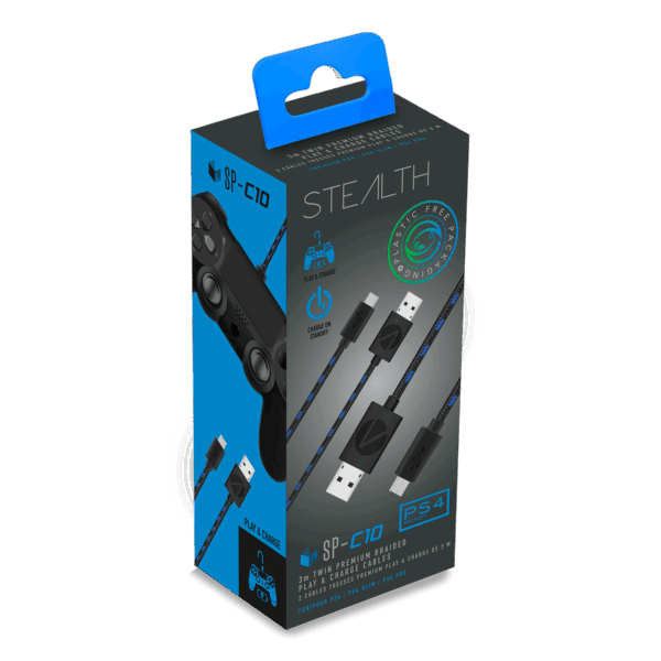 Stealth SP-C10 Twin Play & Charge Cables for PS4 Controllers