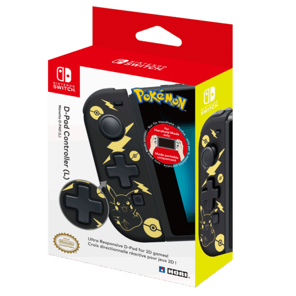 HORI D-Pad Controller (L) for Nintendo Switch - Pokémon: Pikachu Black & Gold