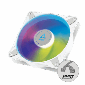 Arctic P12 120mm Pressure Optimised PWM PST ARGB Case Fan - White