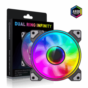 GameMax Dual Ring Infinity 120mm ARGB Case Fan - Black