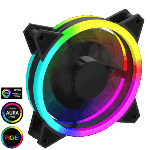 GameMax Razor 120mm PWM Rainbow ARGB Dual Ring Case Fan