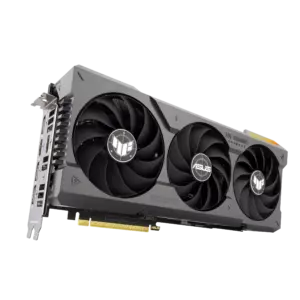 ASUS TUF GAMING NVIDIA RTX 4070 Ti SUPER OC Graphics Card Angled View & Ports