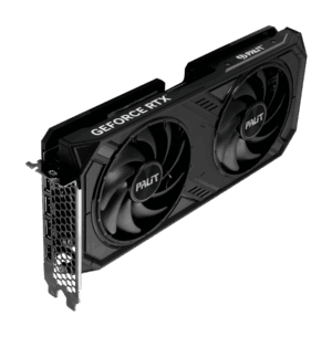 Palit NVIDIA RTX 4070 SUPER DUAL Graphics Card Angled View & Ports