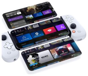 Backbone One: PlayStation Gaming Controller For iOS Lightning (2nd gen) - White Angled View Screen Display