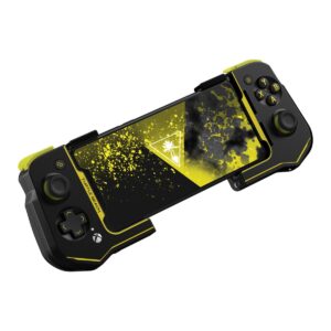 Turtle Beach Atom - Android Edition - Yellow & Black Angled View With Device